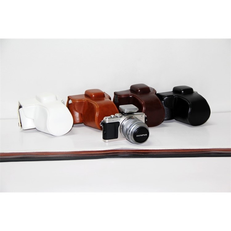 PU Leather Camera Protection Case + Strap for Olympus E-PL6/E-PL5/E-PM2 - Black-6