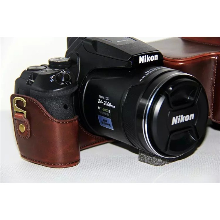 PU Кожаная Крышка Камеры Для Nikon Coolpix P900s - Кофе-11