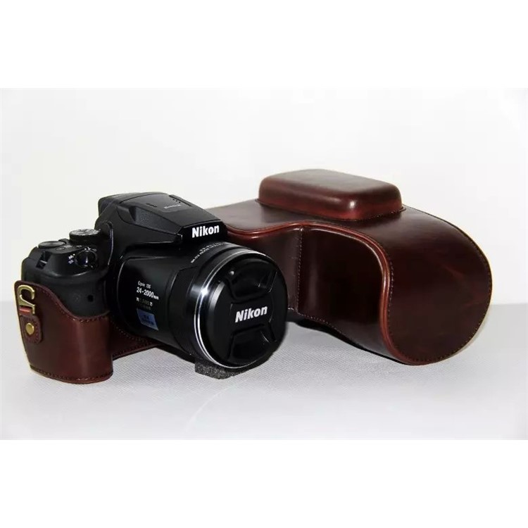 PU Кожаная Крышка Камеры Для Nikon Coolpix P900s - Кофе-3