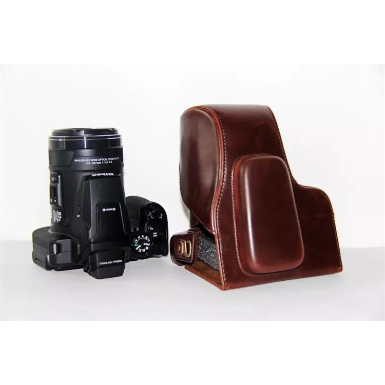 PU Leather Camera Protector Cover for Nikon Coolpix P900S - Coffee-9