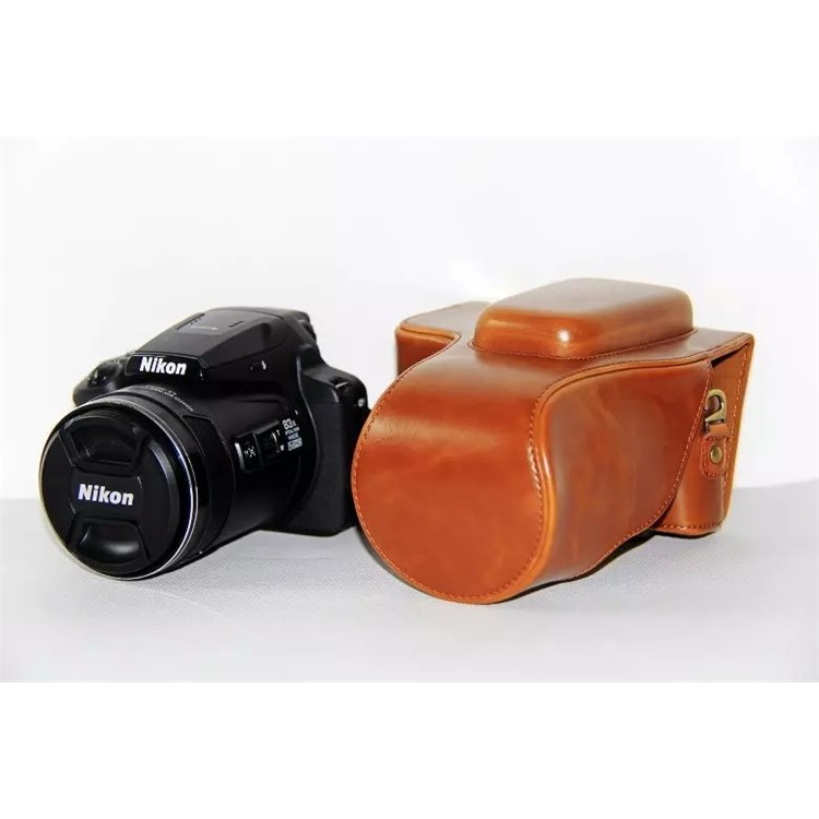 PU Кожаный Чехол Для Сумки Для Nikon Coolpix P900S - Коричневый-11