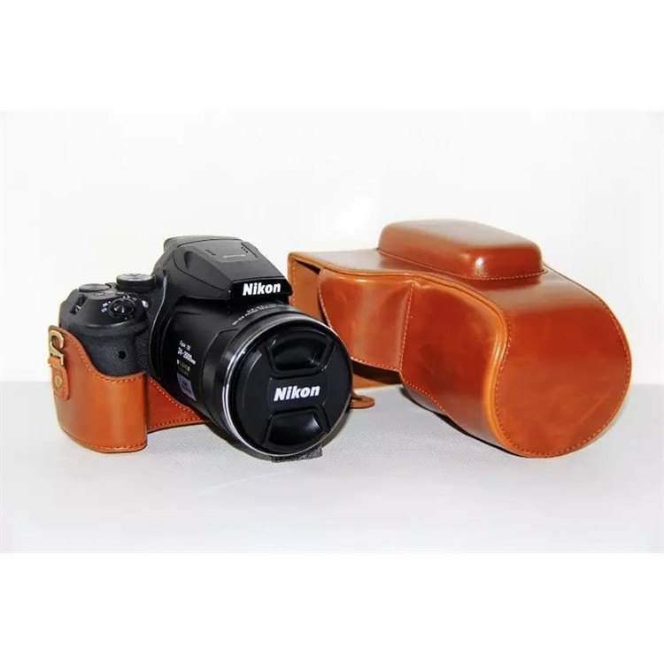PU Кожаный Чехол Для Сумки Для Nikon Coolpix P900S - Коричневый-6