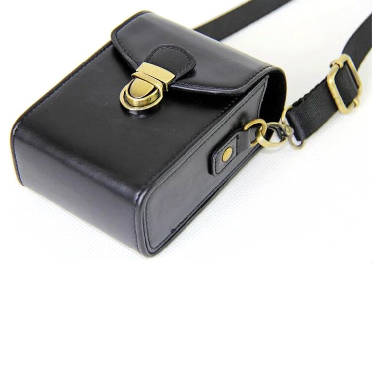 PU Leather Camera Shoulder Bag Waterproof Shoulder Camera Bag for Hiking Camping Trekking Cycling - Black-10