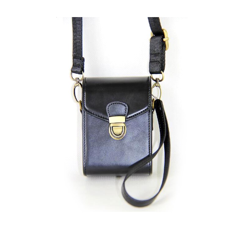 PU Leather Camera Shoulder Bag Waterproof Shoulder Camera Bag for Hiking Camping Trekking Cycling - Black-4