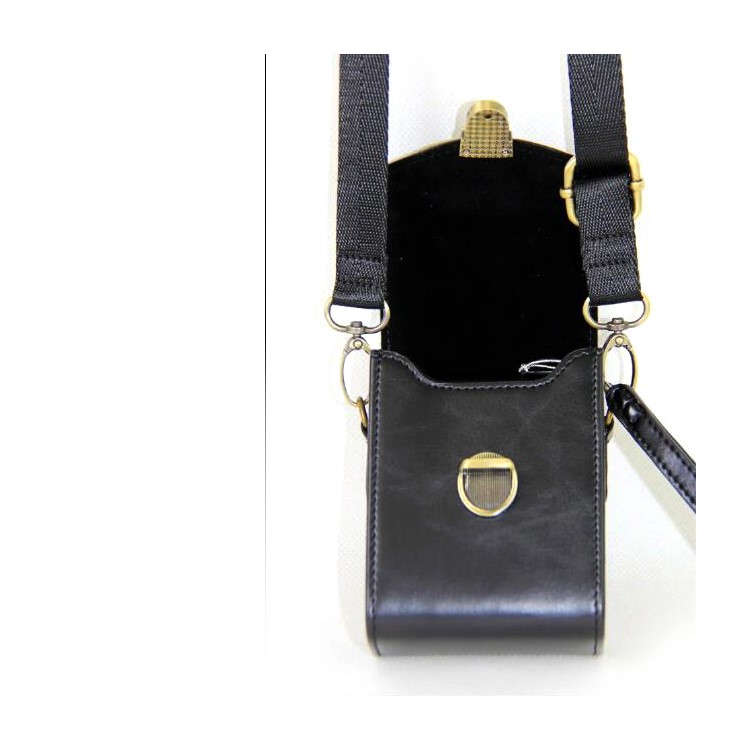 PU Leather Camera Shoulder Bag Waterproof Shoulder Camera Bag for Hiking Camping Trekking Cycling - Black-5