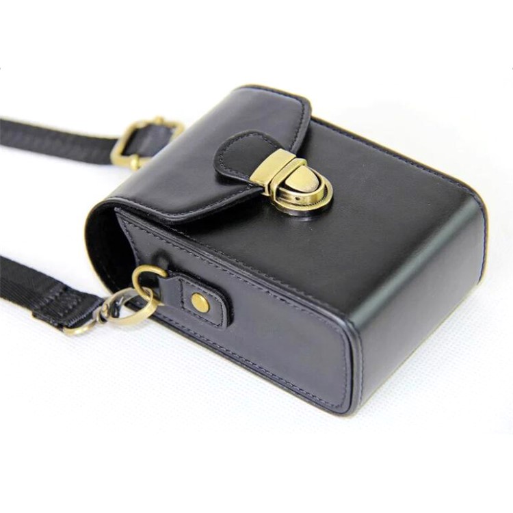 PU Leather Camera Shoulder Bag Waterproof Shoulder Camera Bag for Hiking Camping Trekking Cycling - Black-8