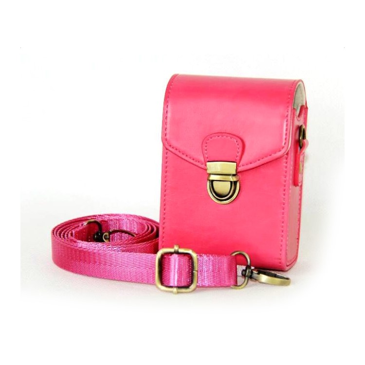 Protective PU Leather Camera Shoulder Bag Waterproof Shoulder Camera Bag for Hiking Camping Trekking Cycling - Rose-3