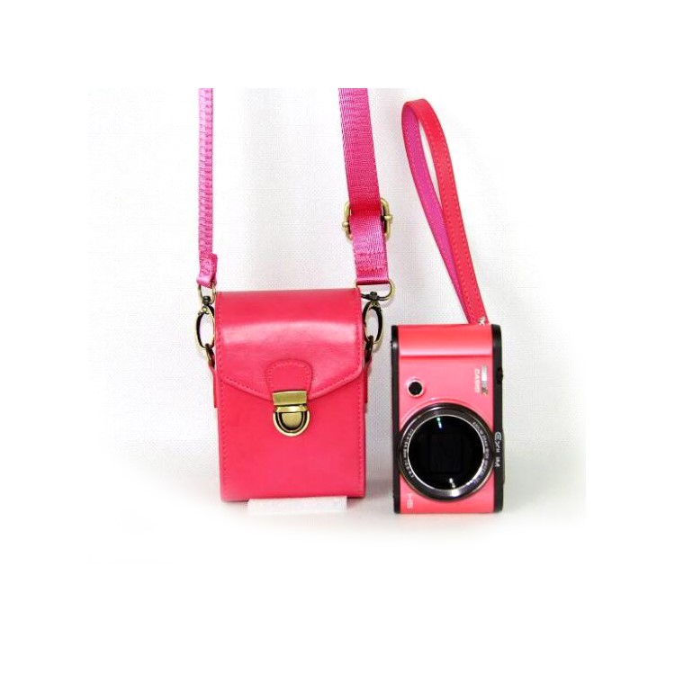 Protective PU Leather Camera Shoulder Bag Waterproof Shoulder Camera Bag for Hiking Camping Trekking Cycling - Rose-5