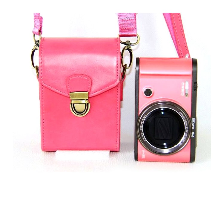 Protective PU Leather Camera Shoulder Bag Waterproof Shoulder Camera Bag for Hiking Camping Trekking Cycling - Rose-6