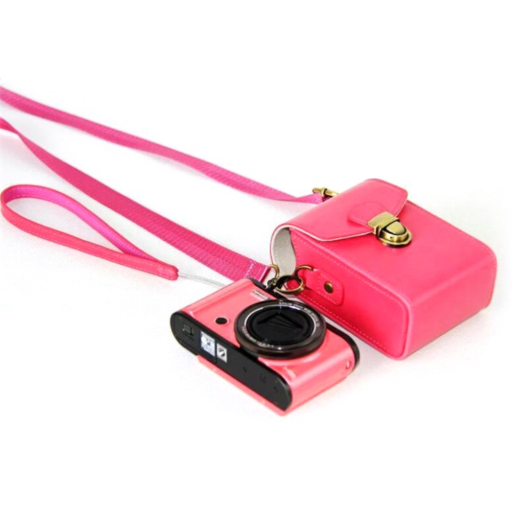Protective PU Leather Camera Shoulder Bag Waterproof Shoulder Camera Bag for Hiking Camping Trekking Cycling - Rose-7