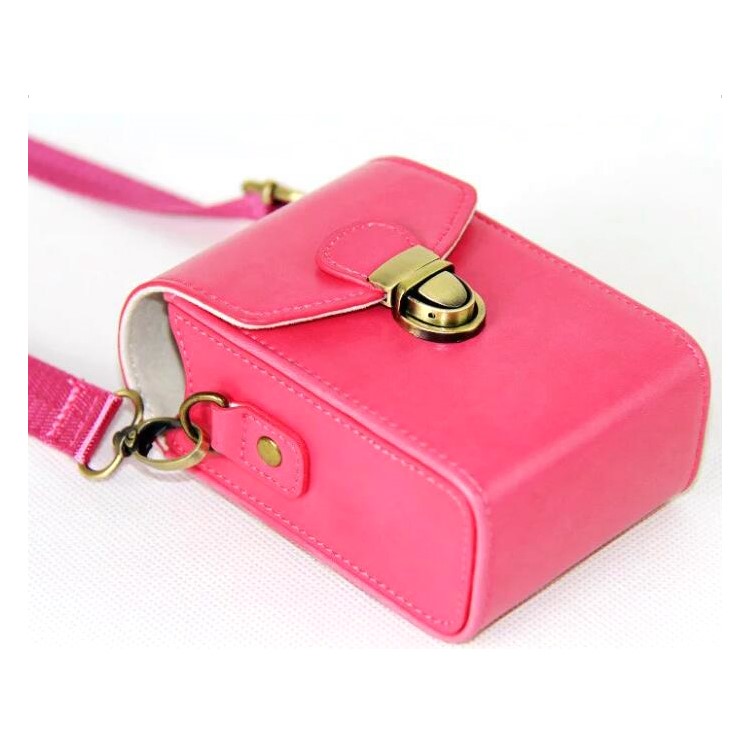 Protective PU Leather Camera Shoulder Bag Waterproof Shoulder Camera Bag for Hiking Camping Trekking Cycling - Rose-8