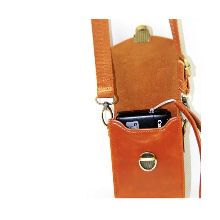 PU Leather Camera Shoulder Bag Waterproof Shoulder Camera Bag for Hiking Camping Cycling - Brown-7