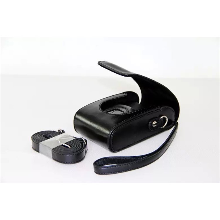 Universal PU Leather Camera Case + Strap for Leica / Panasonic / Fuji / Canon, Size: 11x6.5x3.5cm - Black-5