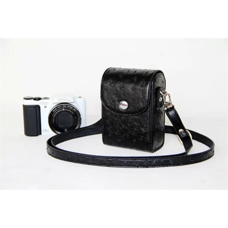 Ostrich Texture Vertical Flip Leather Case Single Shoulder Bag for Casio ZR1000/ZR1200/ZR1500/ZR3500 - Black-2