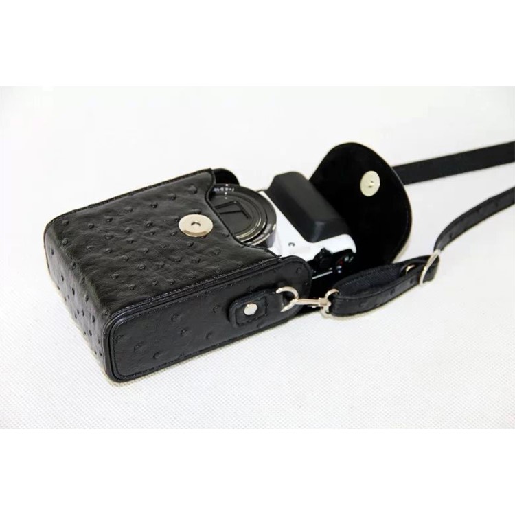 Ostrich Texture Vertical Flip Leather Case Single Shoulder Bag for Casio ZR1000/ZR1200/ZR1500/ZR3500 - Black-3
