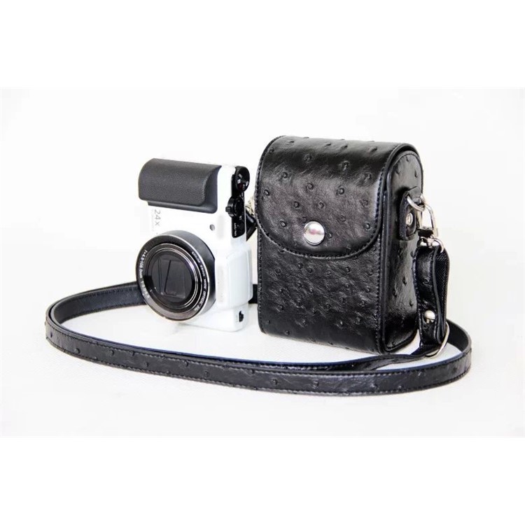 Ostrich Texture Vertical Flip Leather Case Single Shoulder Bag for Casio ZR1000/ZR1200/ZR1500/ZR3500 - Black-5