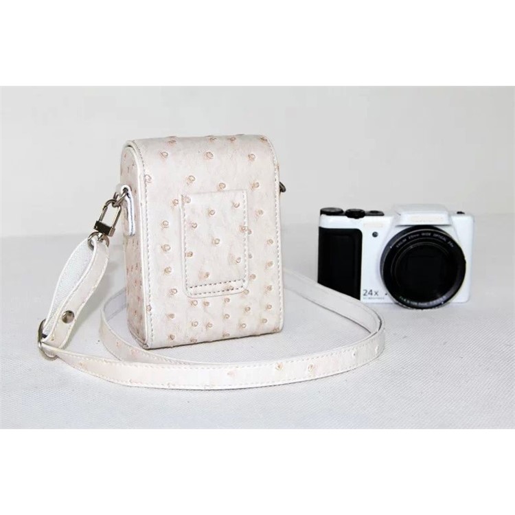 Ostrich Texture Vertical Flip Leather Protective Case Holder Bag for Casio ZR1000/ZR1200/ZR1500/ZR3500 - White-10