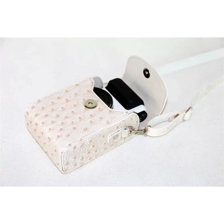 Ostrich Texture Vertical Flip Leather Protective Case Holder Bag for Casio ZR1000/ZR1200/ZR1500/ZR3500 - White-2