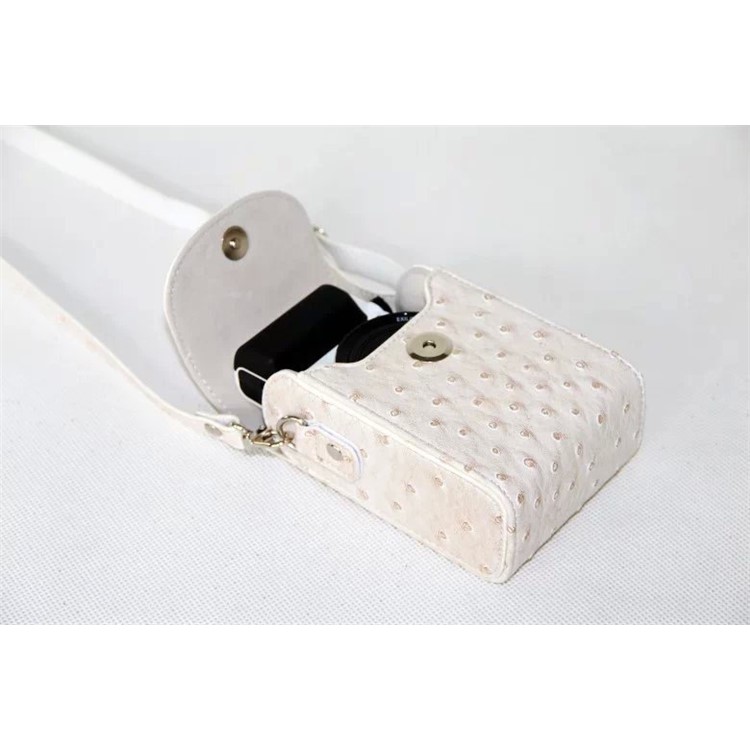 Ostrich Texture Vertical Flip Leather Protective Case Holder Bag for Casio ZR1000/ZR1200/ZR1500/ZR3500 - White-4