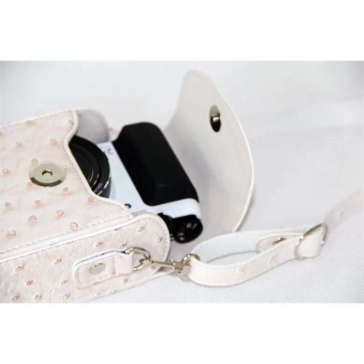 Ostrich Texture Vertical Flip Leather Protective Case Holder Bag for Casio ZR1000/ZR1200/ZR1500/ZR3500 - White-5
