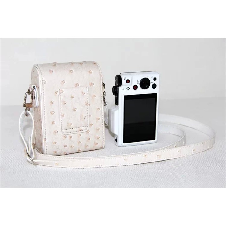 Ostrich Texture Vertical Flip Leather Protective Case Holder Bag for Casio ZR1000/ZR1200/ZR1500/ZR3500 - White-6