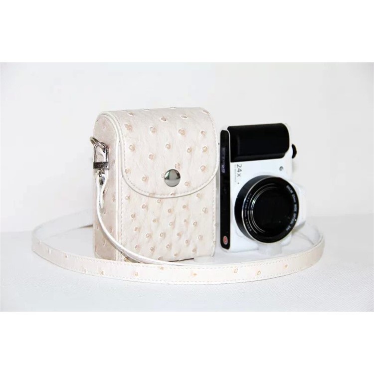 Ostrich Texture Vertical Flip Leather Protective Case Holder Bag for Casio ZR1000/ZR1200/ZR1500/ZR3500 - White-8