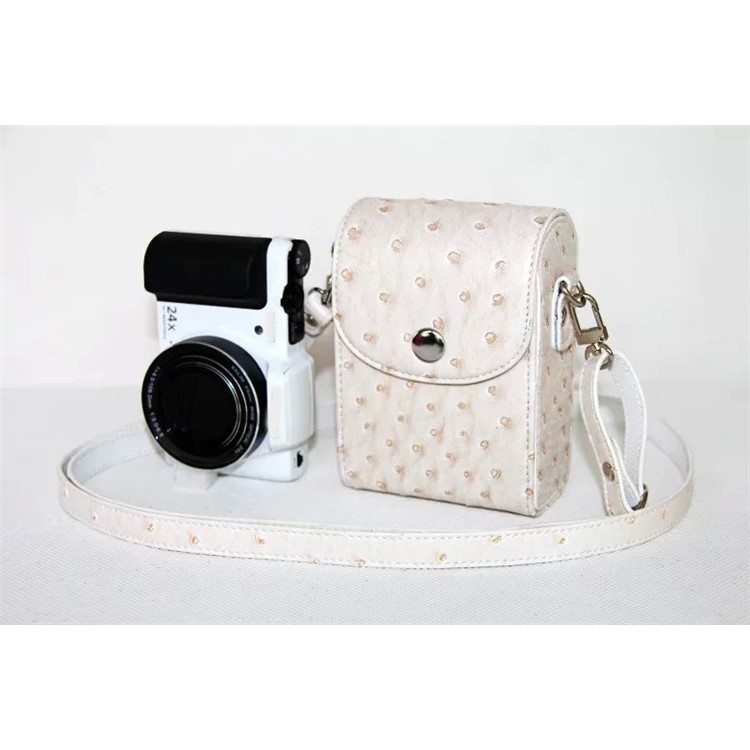 Ostrich Texture Vertical Flip Leather Protective Case Holder Bag for Casio ZR1000/ZR1200/ZR1500/ZR3500 - White-9