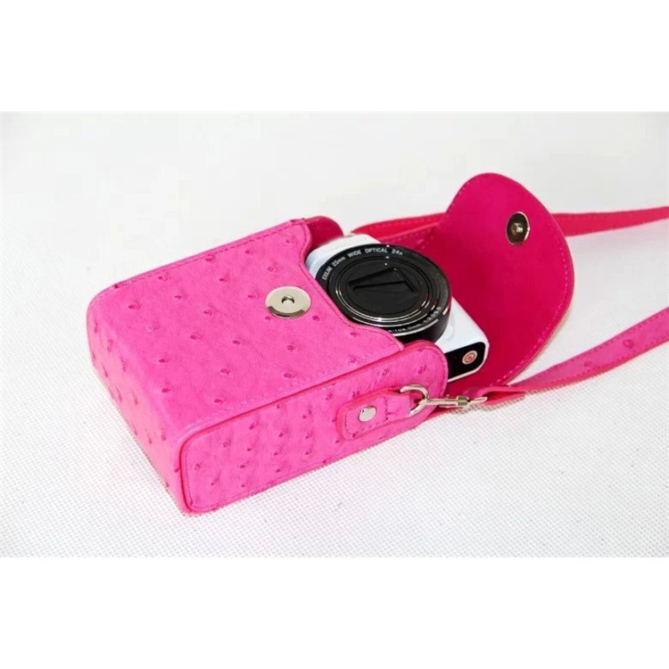 Ostrich Texture Leather Vertical Flip Protective Pouch Bag for Casio ZR1000/ZR1200/ZR1500/ZR3500 - Rose-5