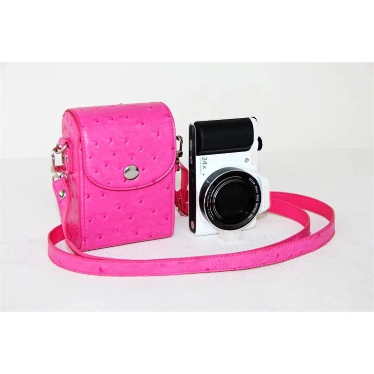 Ostrich Texture Leather Vertical Flip Protective Pouch Bag for Casio ZR1000/ZR1200/ZR1500/ZR3500 - Rose-6