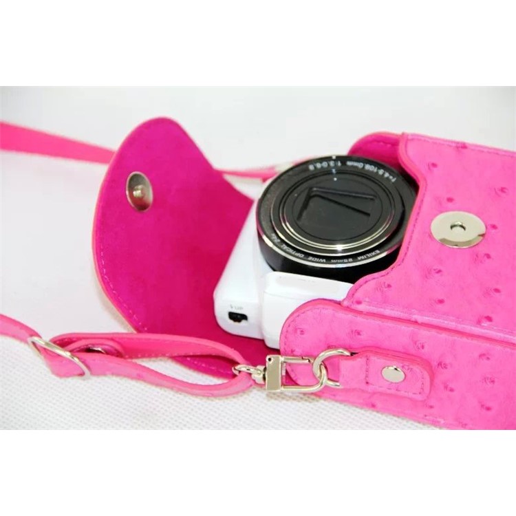 Ostrich Texture Leather Vertical Flip Protective Pouch Bag for Casio ZR1000/ZR1200/ZR1500/ZR3500 - Rose-7