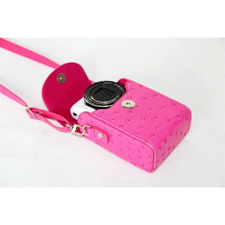Ostrich Texture Leather Vertical Flip Protective Pouch Bag for Casio ZR1000/ZR1200/ZR1500/ZR3500 - Rose-8