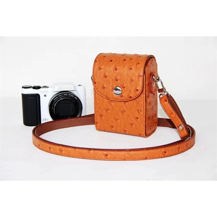 Ostrich Texture Vertical Flip Leather Single Shoulder Bag Pouch for Casio ZR1000/ZR1200/ZR1500/ZR3500 - Brown-3