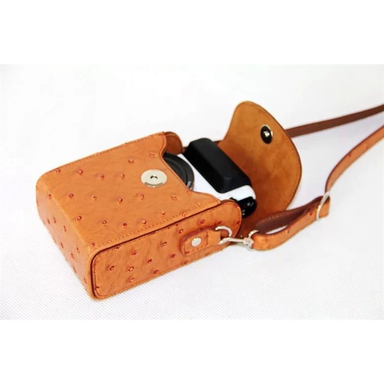 Ostrich Texture Vertical Flip Leather Single Shoulder Bag Pouch for Casio ZR1000/ZR1200/ZR1500/ZR3500 - Brown-5