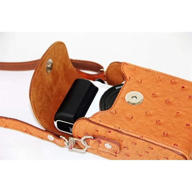 Ostrich Texture Vertical Flip Leather Single Shoulder Bag Pouch for Casio ZR1000/ZR1200/ZR1500/ZR3500 - Brown-6