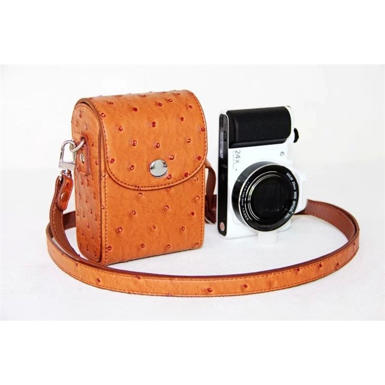 Ostrich Texture Vertical Flip Leather Single Shoulder Bag Pouch for Casio ZR1000/ZR1200/ZR1500/ZR3500 - Brown-7