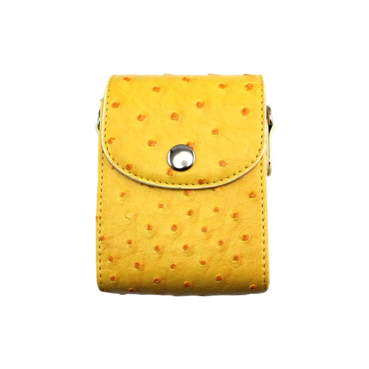 Ostrich Texture Leather Vertical Flip Portective Shoulder Bag for Casio ZR1000/ZR1200/ZR1500/ZR3500 - Yellow-1