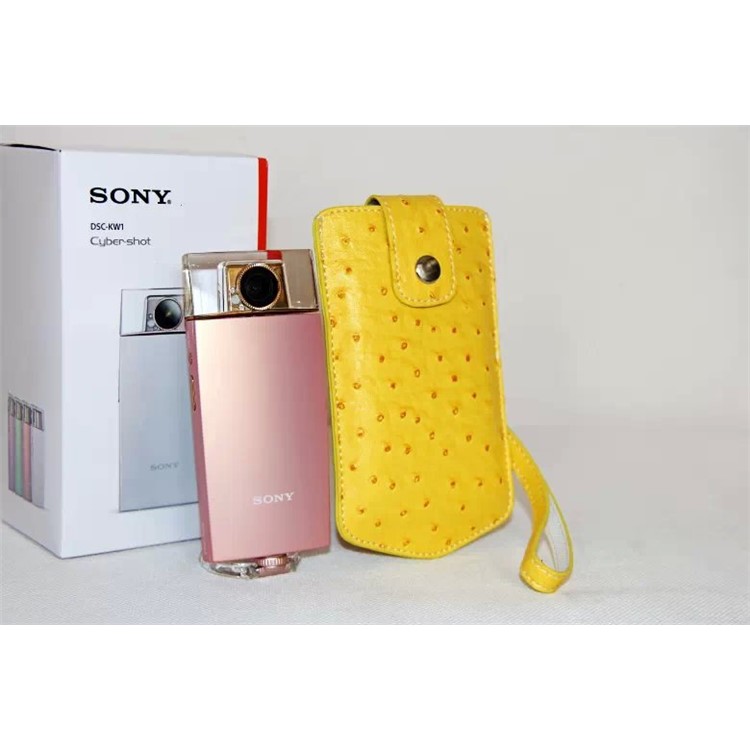 Ostrich Texture Vertical Leather Protective Pouch Bag for Casio TR500 Sony KW1 - Yellow-5