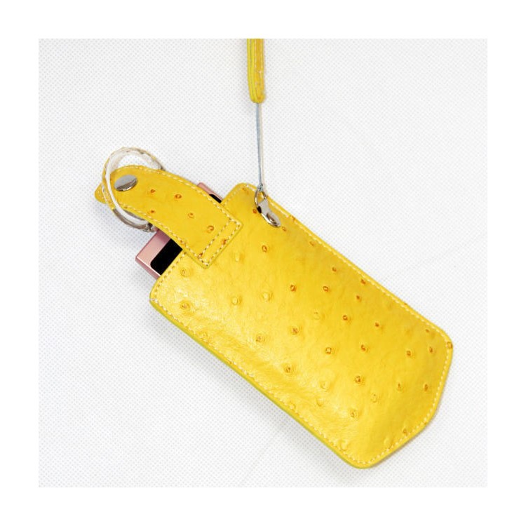 Ostrich Texture Vertical Leather Protective Pouch Bag for Casio TR500 Sony KW1 - Yellow-8