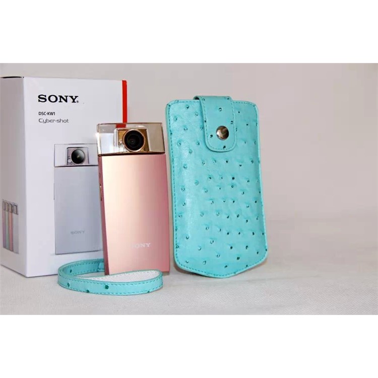 Ostrich Texture Vertical Leather Protection Cover Case for Casio TR500 Sony KW1 - Blue-2