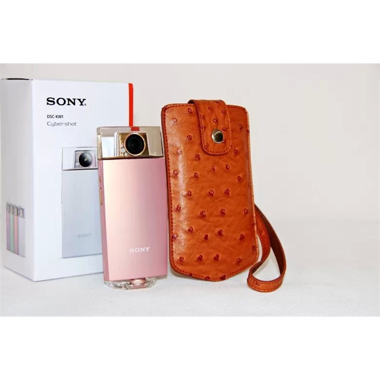 Ostrich Texture Vertical Leather Protection Pouch Bag for Casio TR500 Sony KW1 - Brown-3
