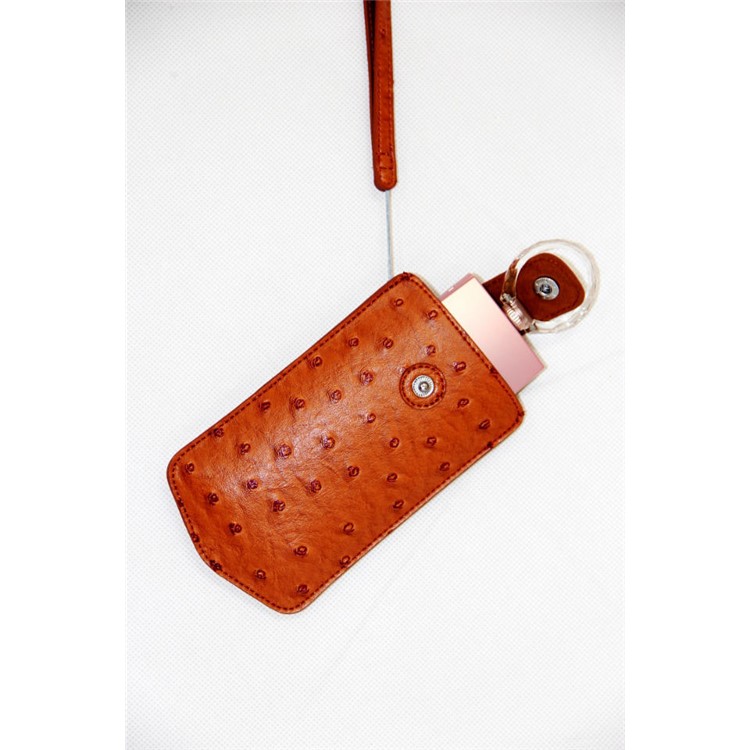 Ostrich Texture Vertical Leather Protection Pouch Bag for Casio TR500 Sony KW1 - Brown-5