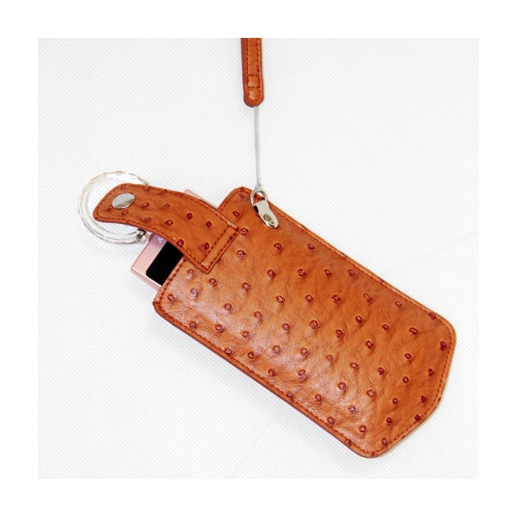 Ostrich Texture Vertical Leather Protection Pouch Bag for Casio TR500 Sony KW1 - Brown-7