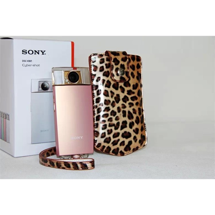 Vertical Leopard Texture PU Leather Camera Case for Sony KW1, Casio TR550/500/350/350s/600 - Brown-3