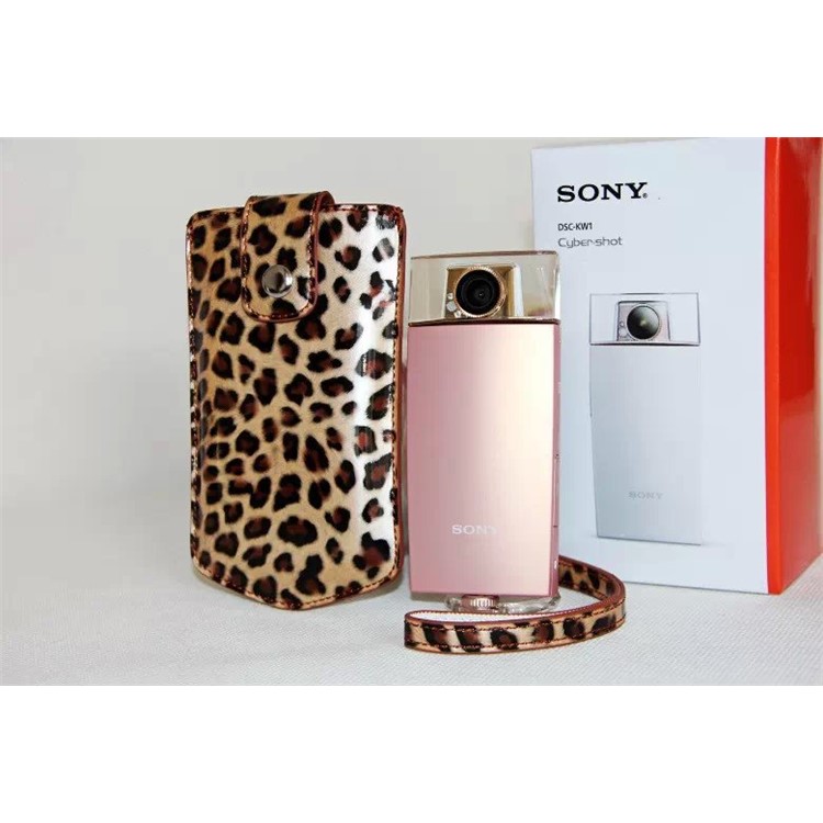 Vertical Leopard Texture PU Leather Camera Case for Sony KW1, Casio TR550/500/350/350s/600 - Brown-4