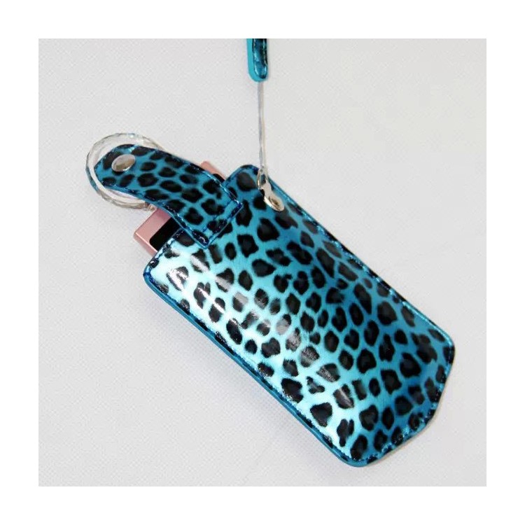 Vertical Leopard Texture PU Leather Camera Bag for Sony KW1, Casio TR550/500/350/350s/600 - Blue-2