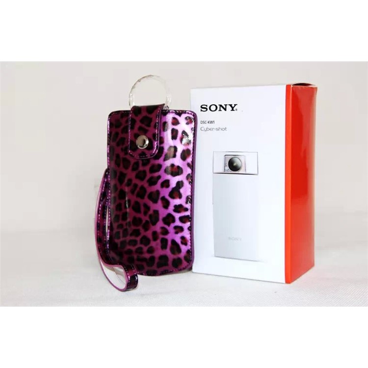 Leopard Texture PU Leather Camera Vertical Pouch for Sony KW1, Casio TR550/500/350/350s/600 - Purple-5