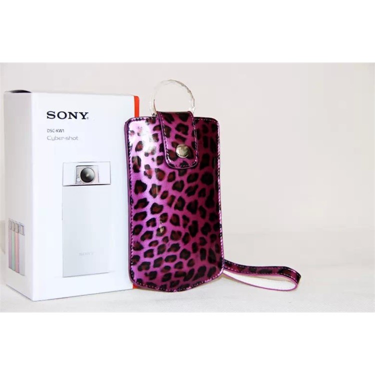 Leopard Texture PU Leather Camera Vertical Pouch for Sony KW1, Casio TR550/500/350/350s/600 - Purple-6