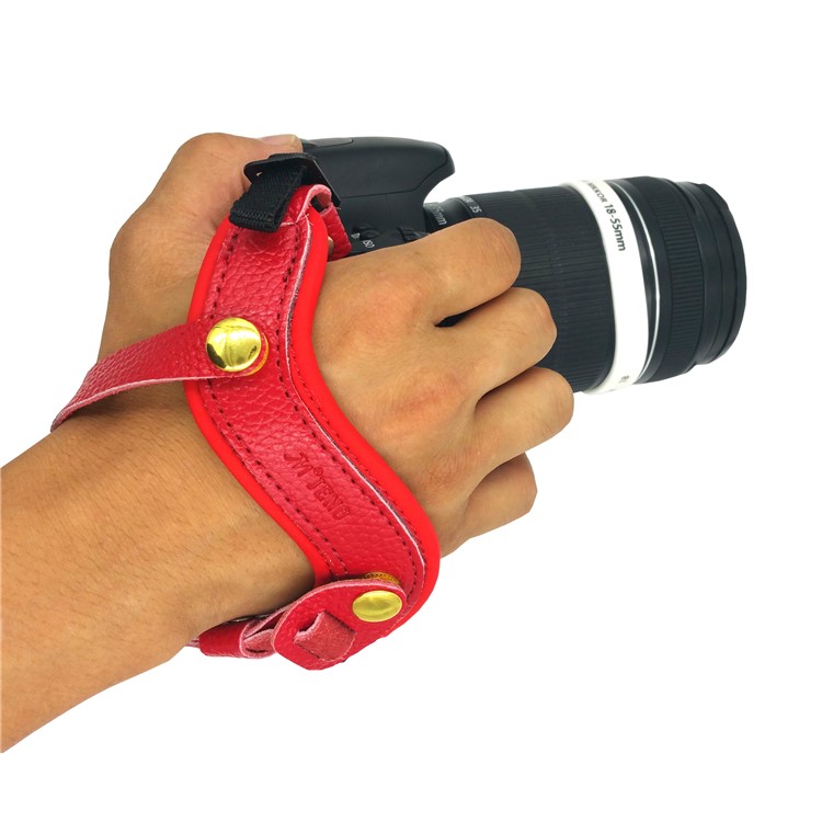Genuine Leather Camera Wrist Strap Hand Grip for DSLR or SLR Camera - Red-3