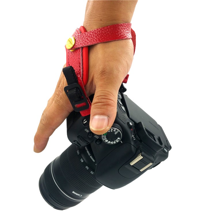 Genuine Leather Camera Wrist Strap Hand Grip for DSLR or SLR Camera - Red-4