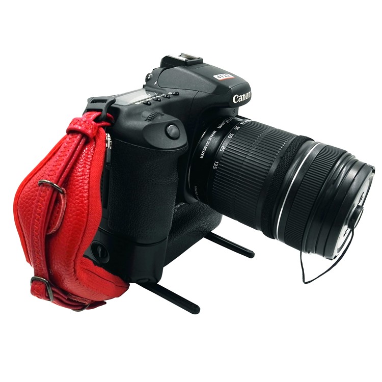 JM-KM-16N Genuine Leather Wrist Strap Grip with Eye Shade for DSLR SLR Cameras - Red-3